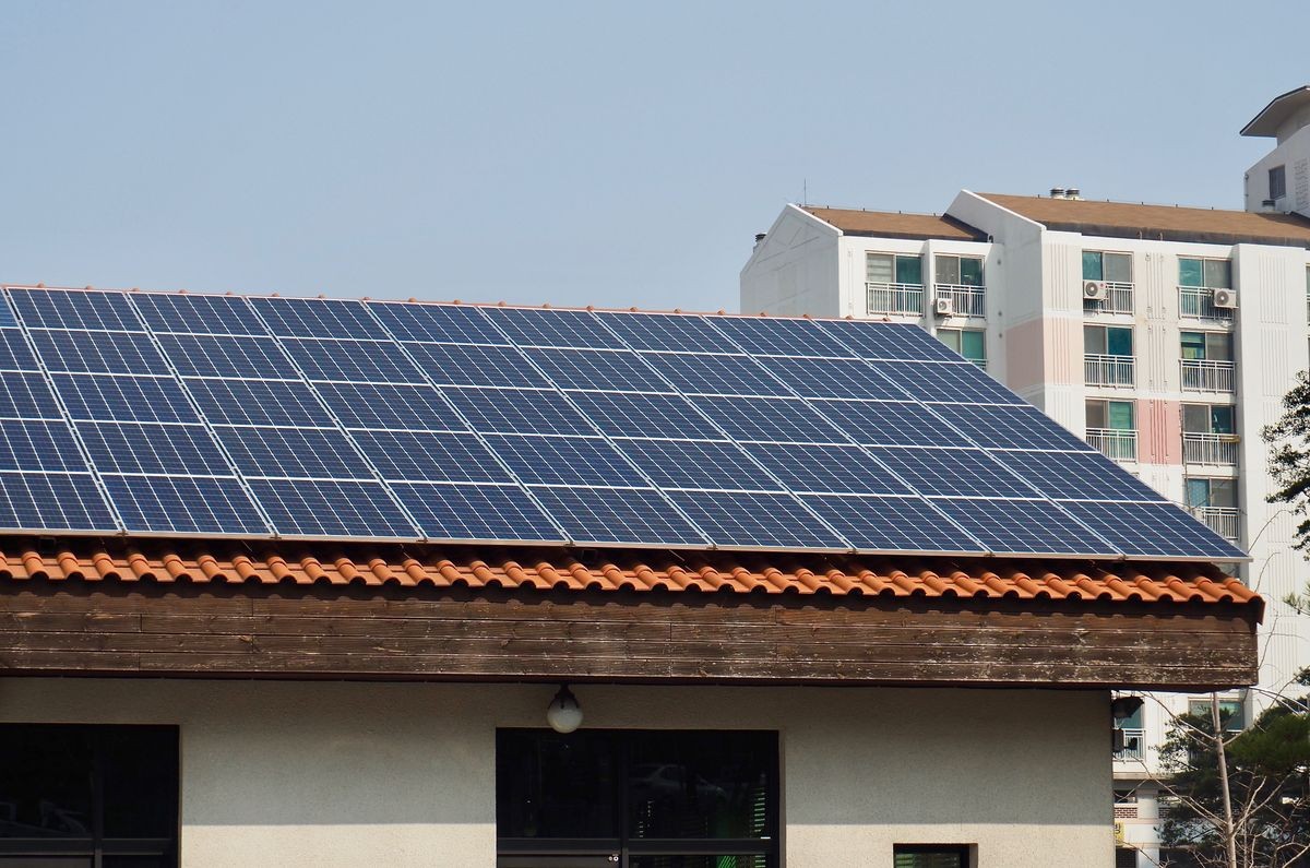 House roof with solar panel in Korea
